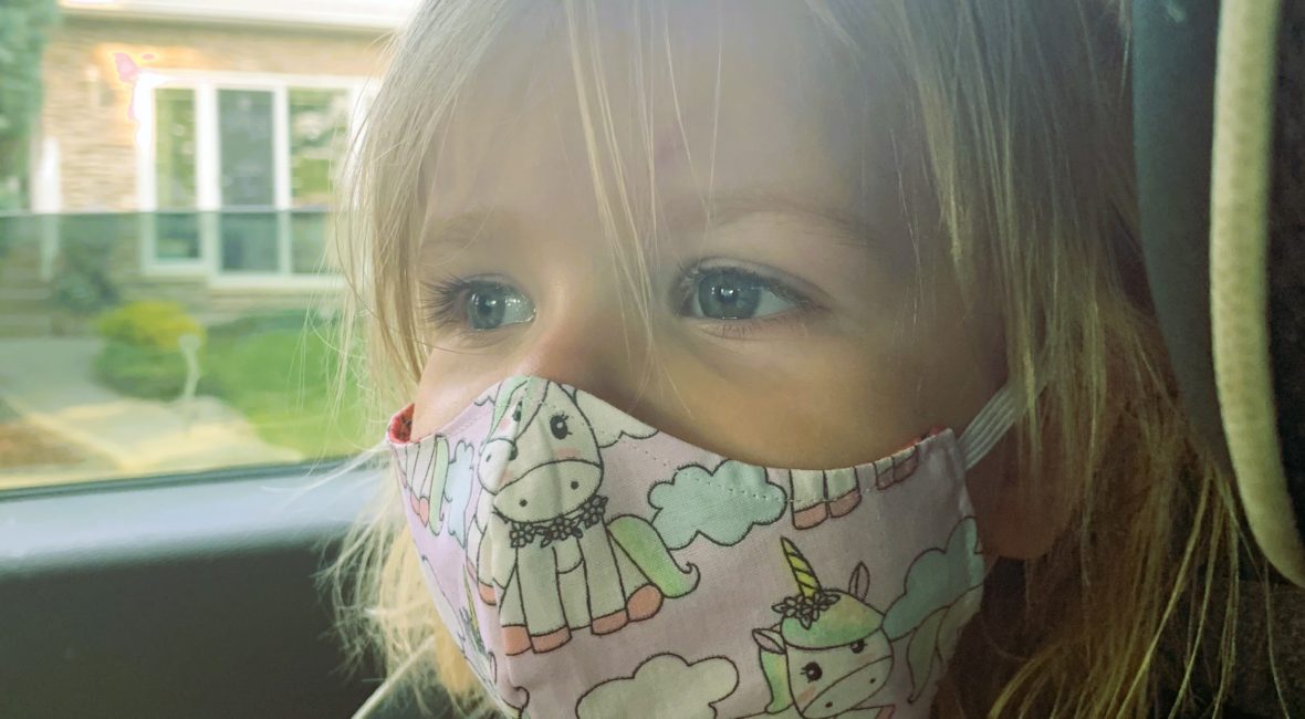 toddler wearing mask